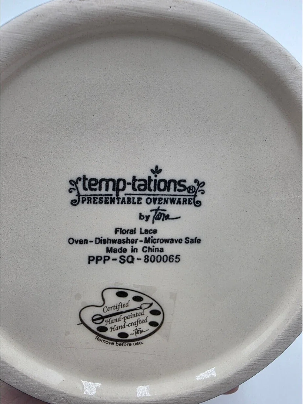 Temp-tations Floral Lace Presentable Ovenware Ceramic Utensil Holder